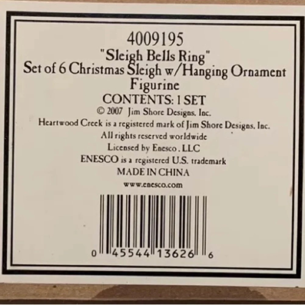 Jim Shore Heartwood Creek Sleigh Bells Ring Christmas Sleigh & Ornaments 4009195 - Picture 4 of 5